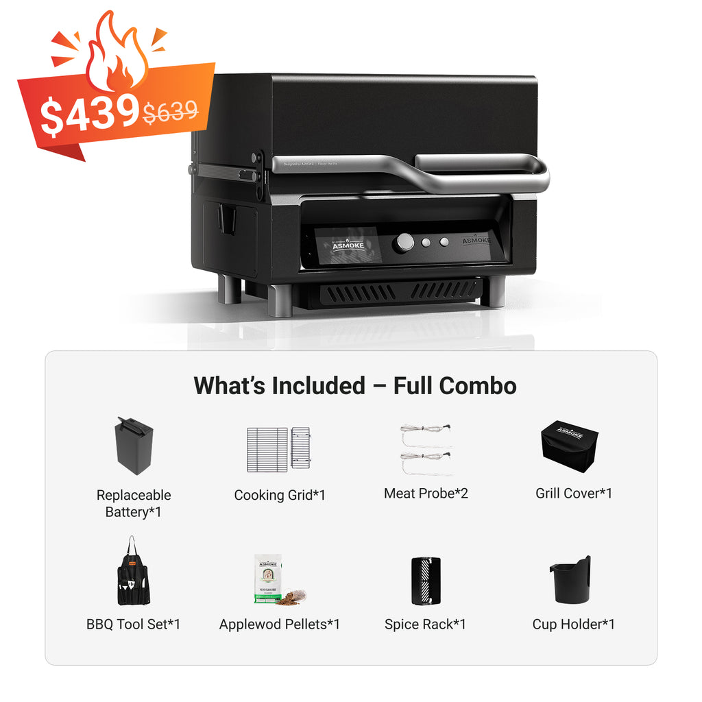 ASMOKE Essential Portable Wood Pellet Grill and Smart Smoker with Built - in Screen