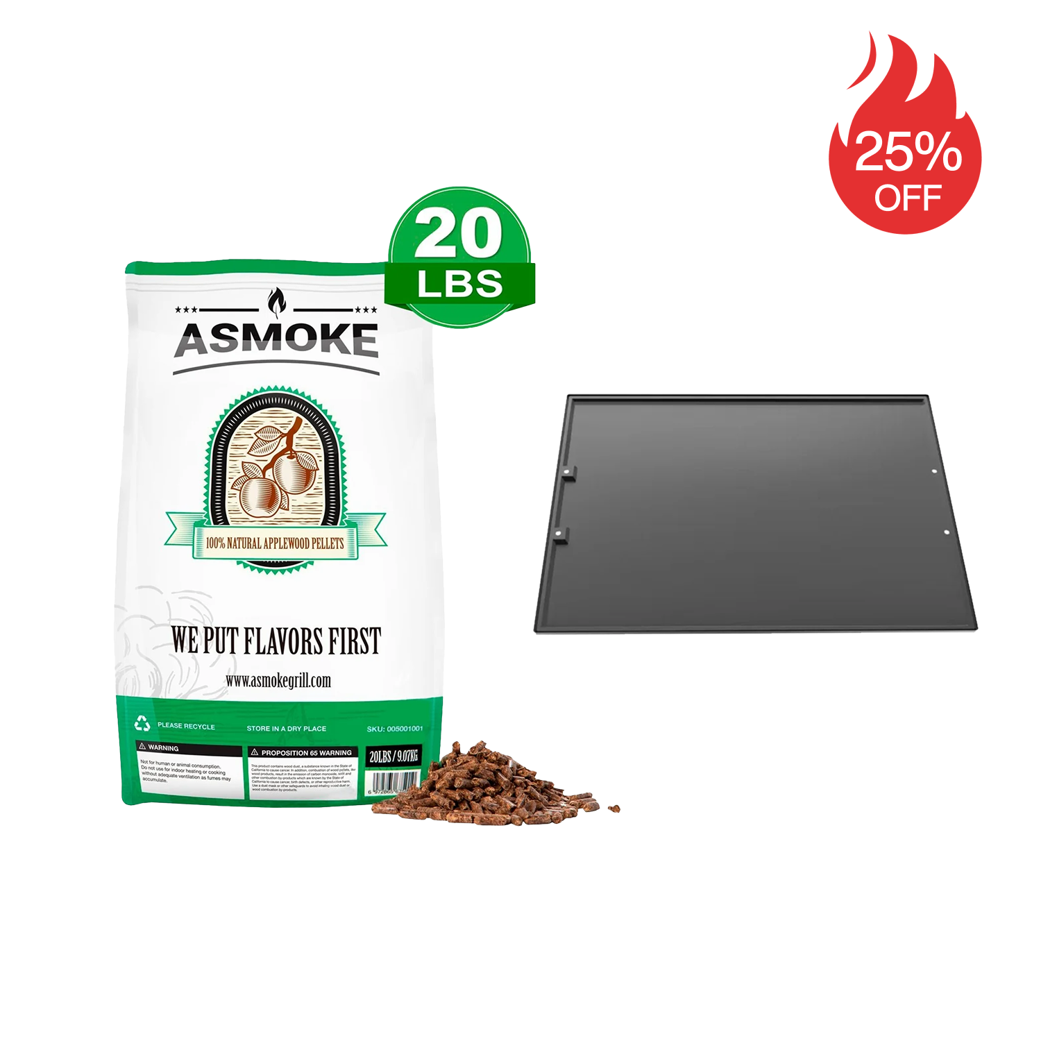 ASMOKE 100% Apple Wood Pellets ASMOKE Essential Grill Plate ASMOKE