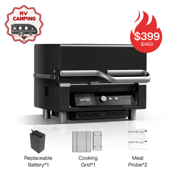 ASMOKE Essential Portable Wood Pellet Grill and Smart Smoker with Built - in Screen