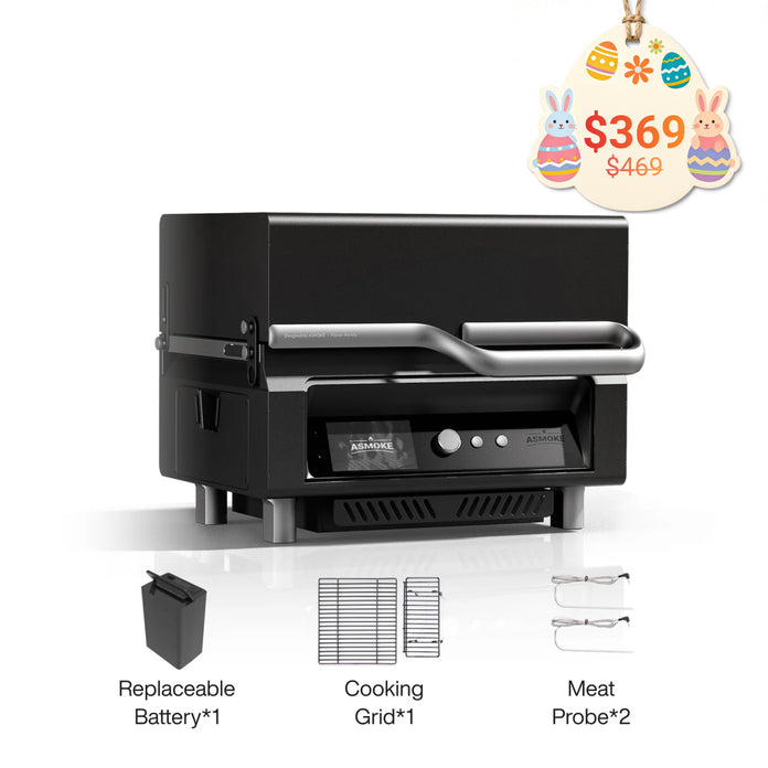 ASMOKE Essential Portable Wood Pellet Grill and Smart Smoker with Built - in Screen