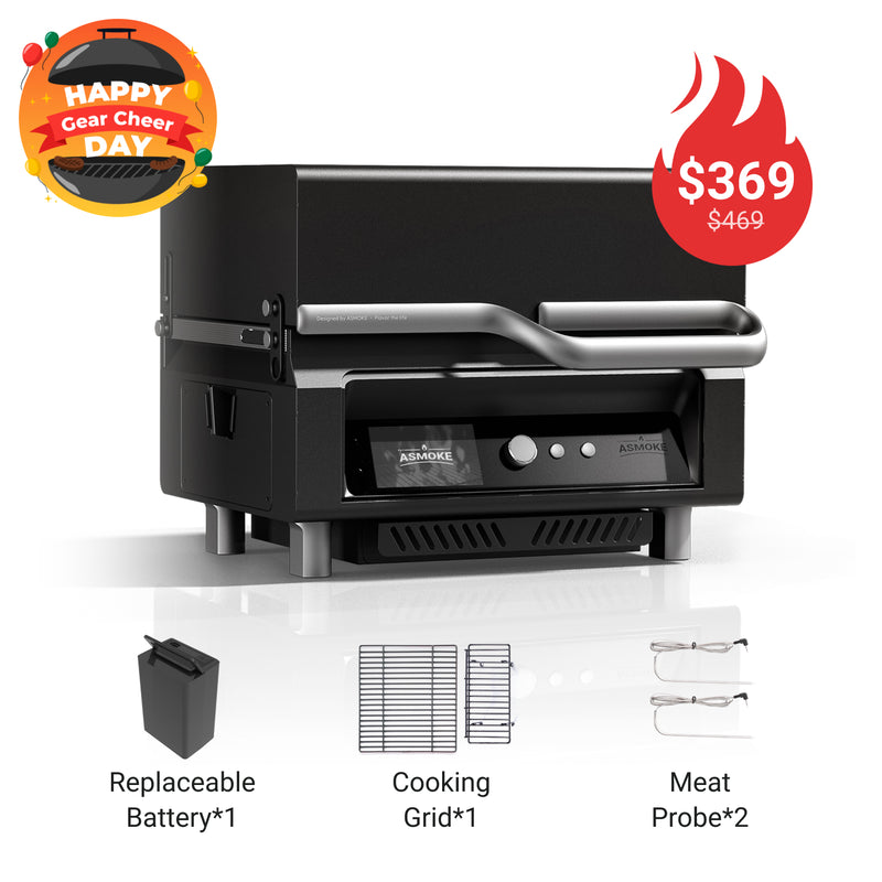 ASMOKE Essential Portable Wood Pellet Grill and Smart Smoker with Built - in Screen