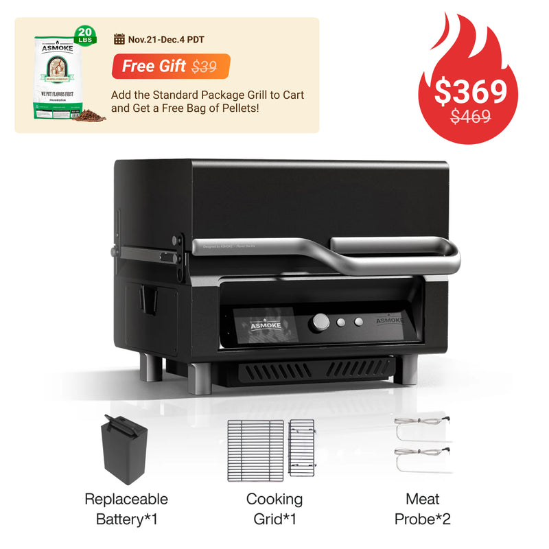 ASMOKE Essential Portable Wood Pellet Grill and Smart Smoker with Built - in Screen