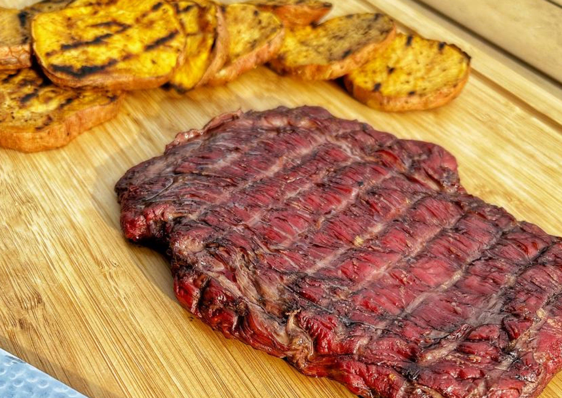 Smoked Flank Steak with Grilled Sweet Potato