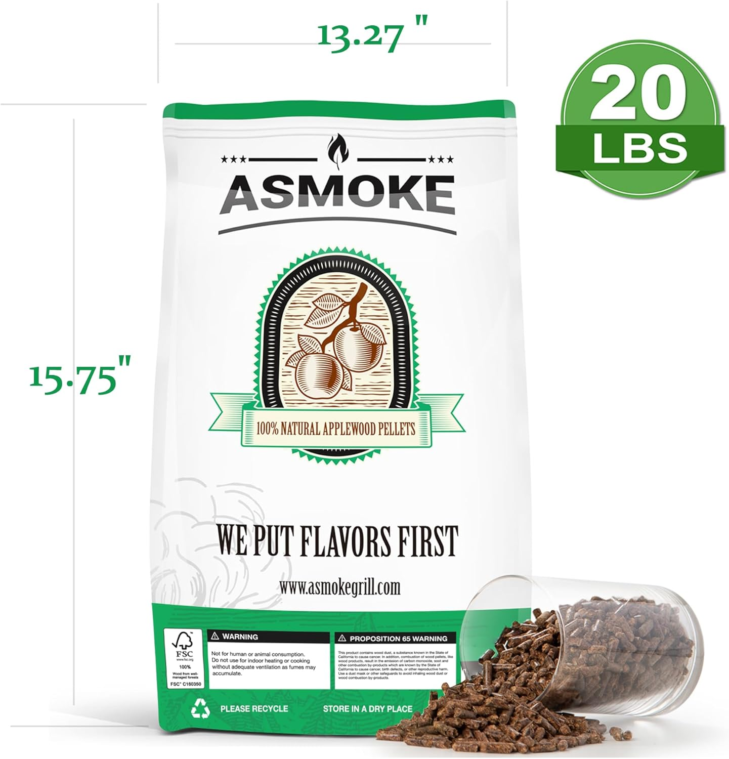 ASMOKE 100% Apple Wood Pellets ASMOKE Grill Cover ASMOKE