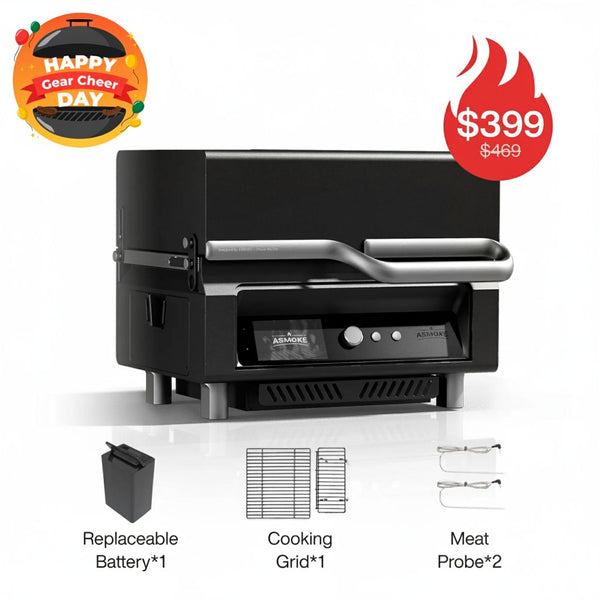 ASMOKE Essential Portable Wood Pellet Grill and Smart Smoker with Built - in Screen