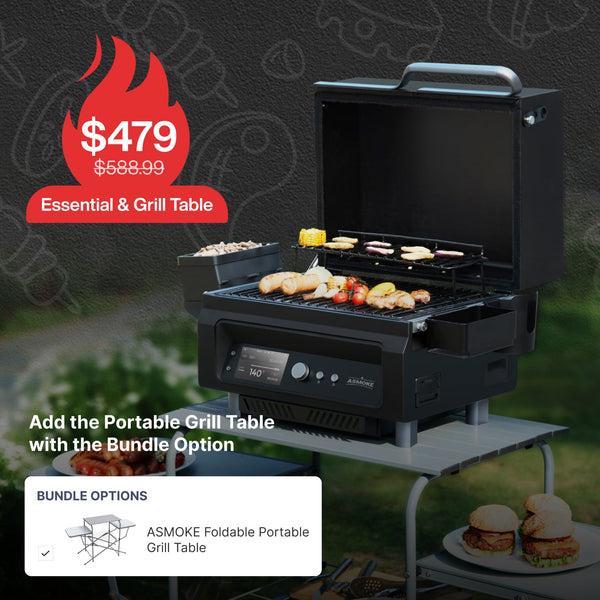 ASMOKE Essential Portable Wood Pellet Grill and Smart Smoker with Built - in Screen - ASMOKE