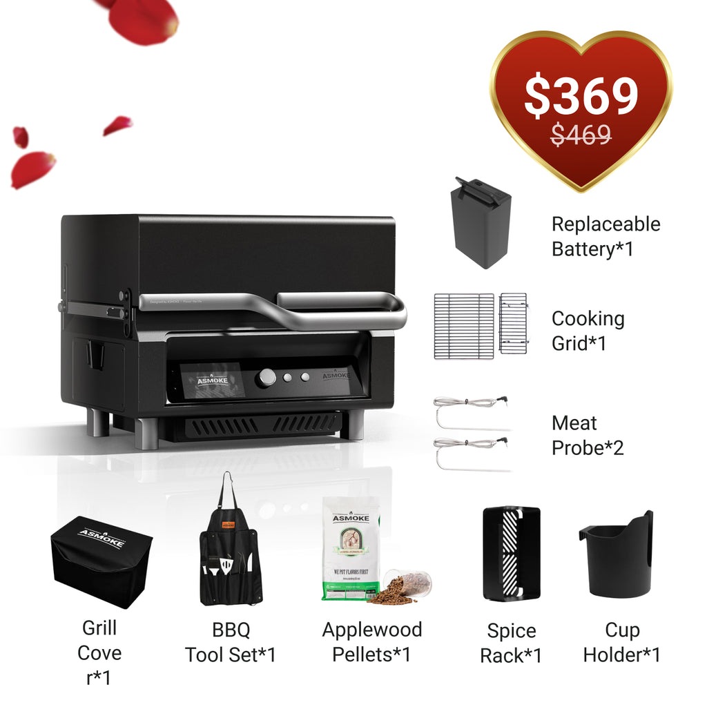 ASMOKE Essential Portable Wood Pellet Grill and Smart Smoker with Built - in Screen