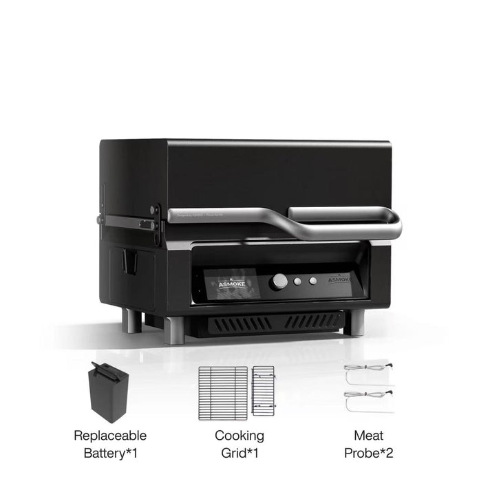 ASMOKE Essential Portable Wood Pellet Grill e Smart Smoker con schermo integrato 