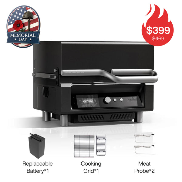 Portable Wood Pellet Grill and Smart Smoker with Built - in Screen - ASMOKE