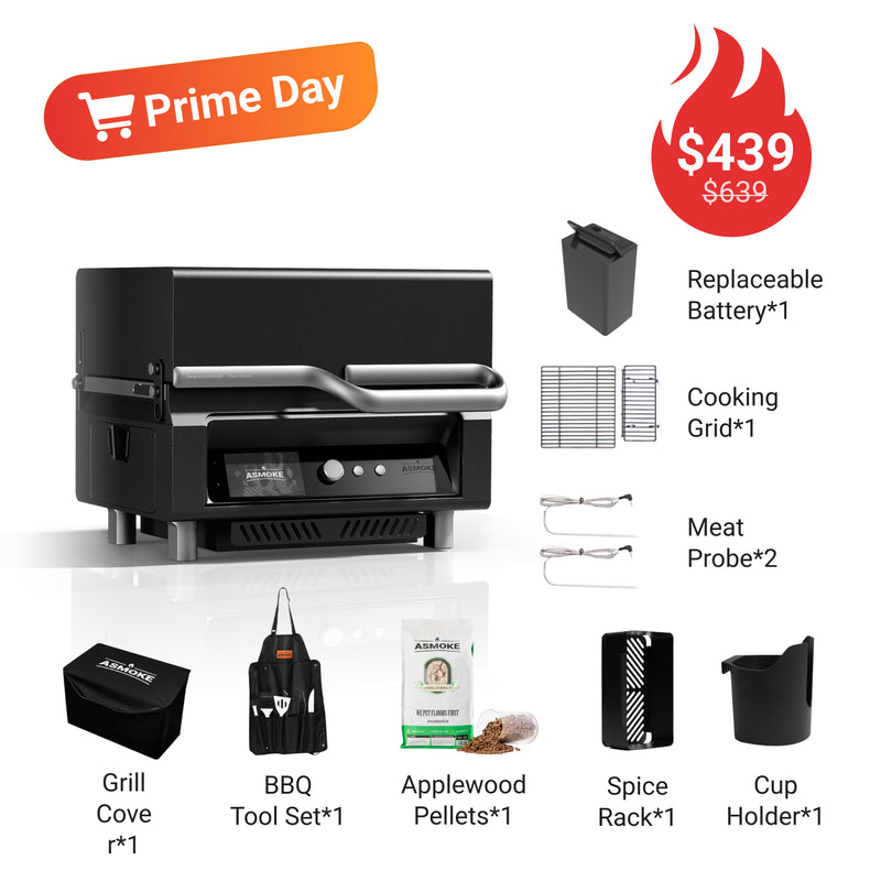 ASMOKE Essential Portable Wood Pellet Grill and Smart Smoker with Built - in Screen