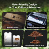 NEW - ASMOKE Essential Portable Wood Pellet Grill and Smart Smoker with Built - in Screen - ASMOKE