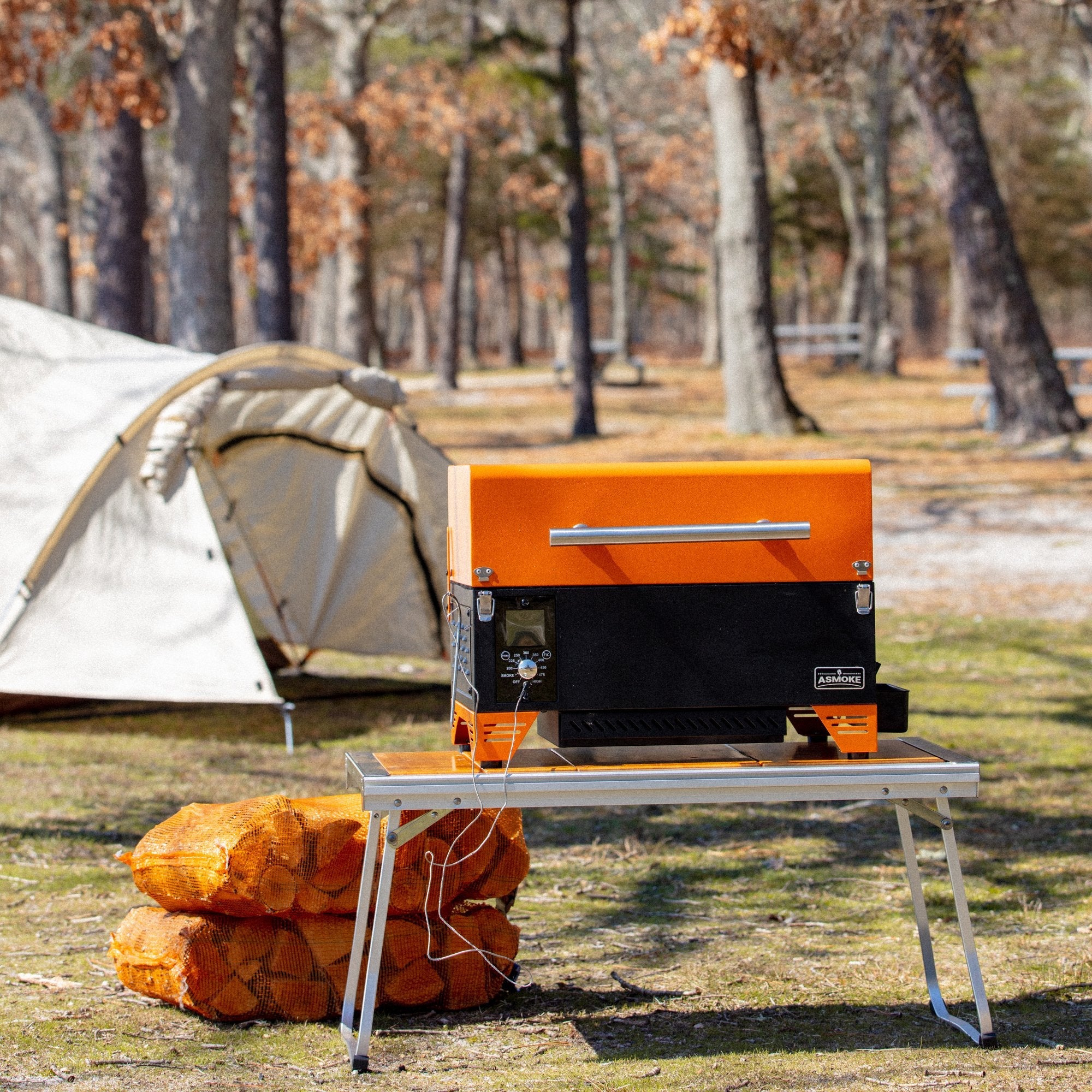 Camping shop pellet grill