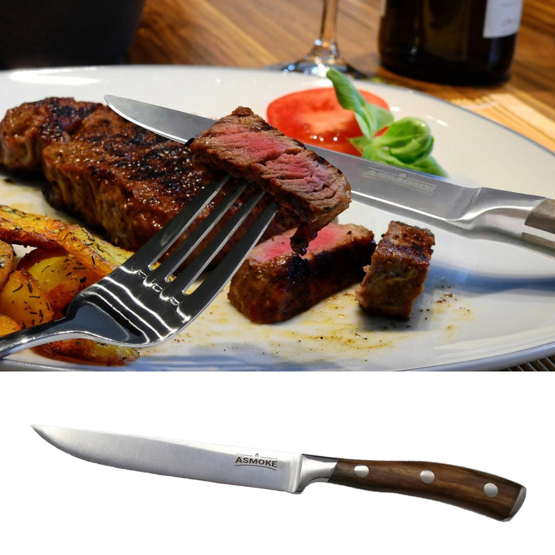 ASMOKE Steak Knife Set of 6 (Pakkawood Handle) - ASMOKE