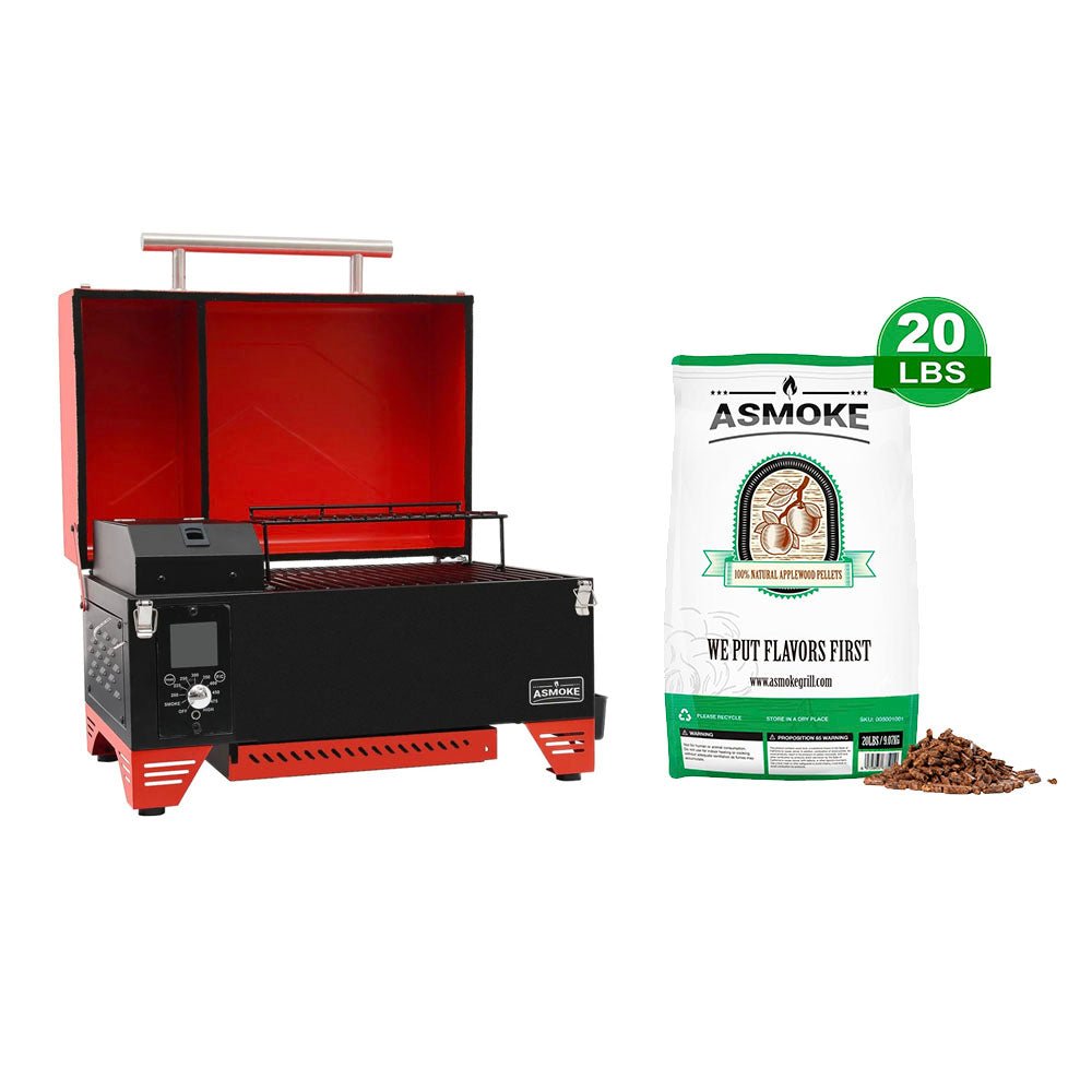 Package Discount : ASMOKE AS350 Portable Wood Pellet Grill and Smoker | ASCA™ & ASMOKE 100% Apple Wood Pellets - ASMOKE