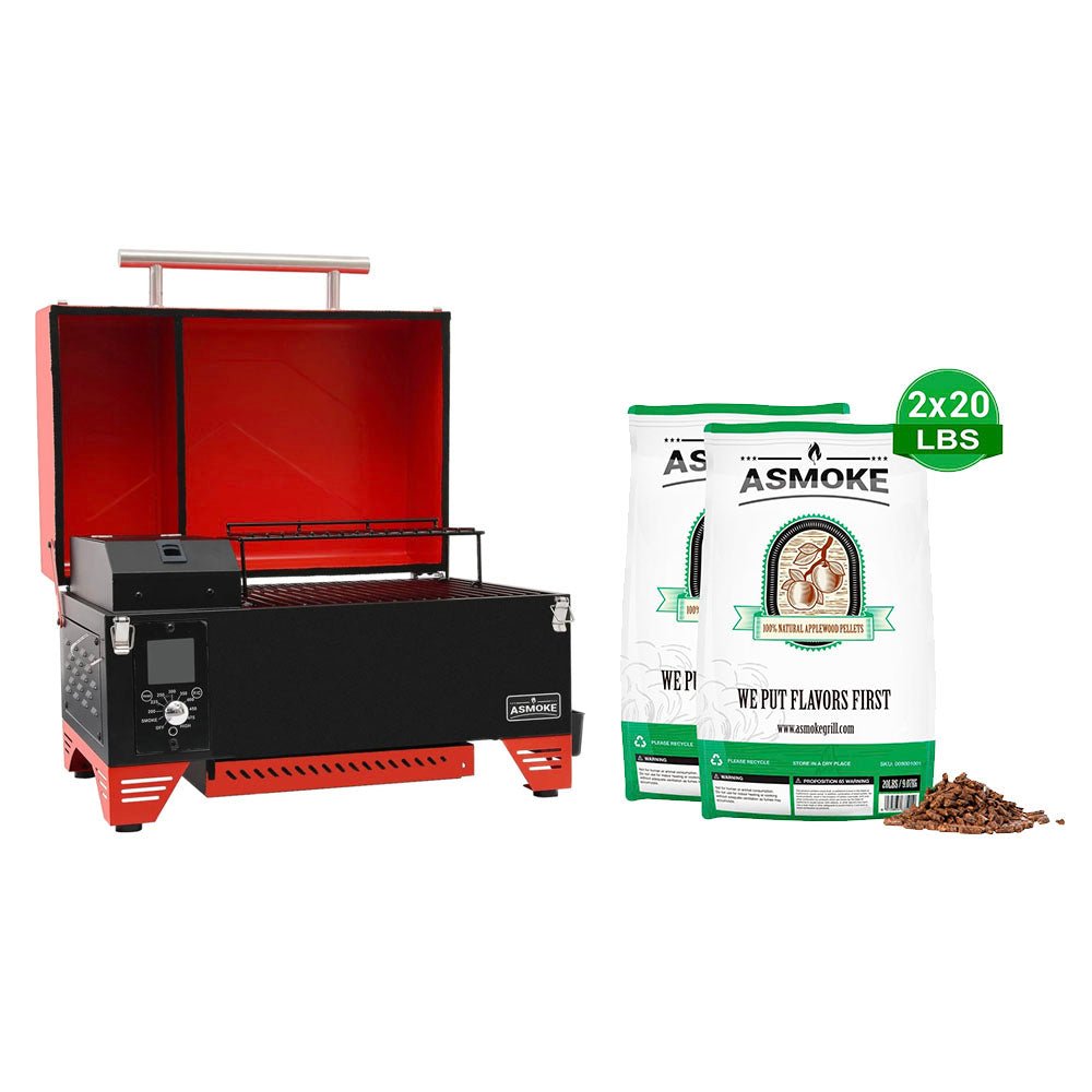 Package Discount : ASMOKE AS350 Portable Wood Pellet Grill and Smoker | ASCA™ & ASMOKE 100% Apple Wood Pellets - ASMOKE