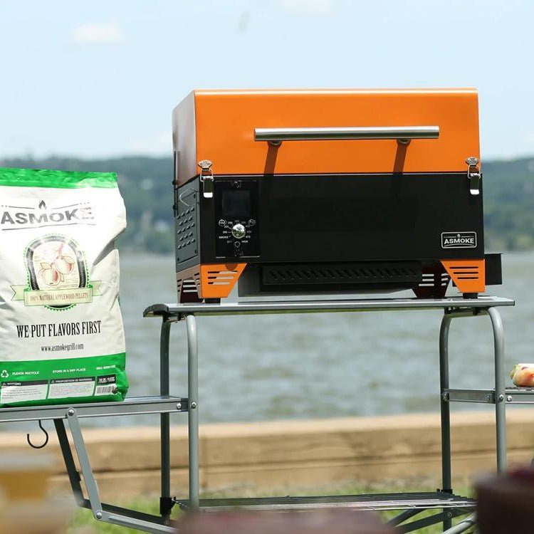 Package Discount : ASMOKE AS350 Portable Wood Pellet Grill and Smoker | ASCA™ & Foldable Portable Grill Table & 100% Apple Wood Pellets - ASMOKE